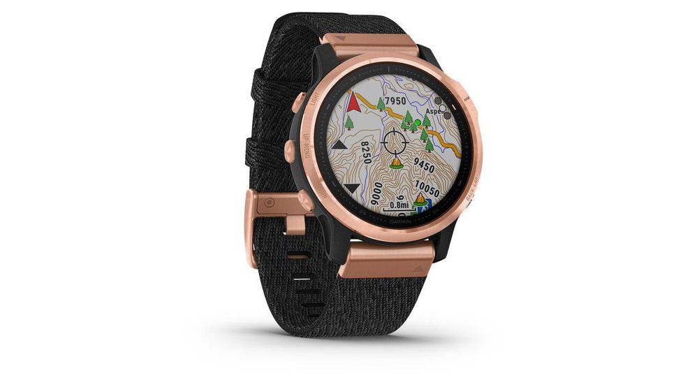 Garmin Fenix 6S Sapphire Multisport GPS Smartwatch, Rose Gold/Black w/Nylon Band, 010-02159-36