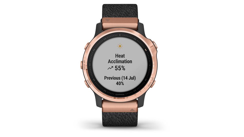 Garmin Fenix 6S Sapphire Multisport GPS Smartwatch, Rose Gold/Black w/Nylon Band, 010-02159-36