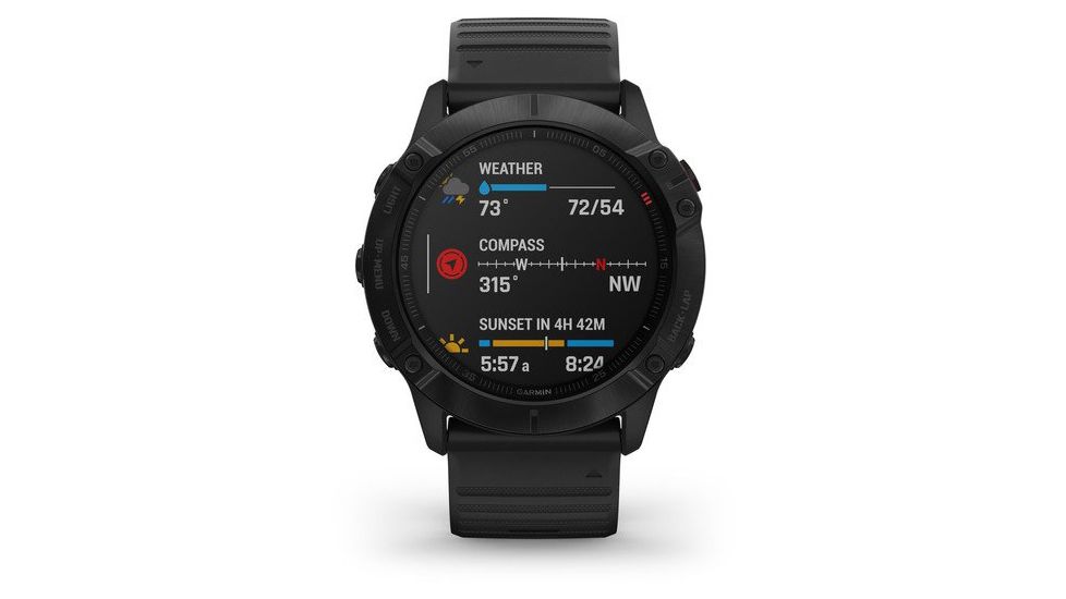 Garmin Fenix 6X Pro Multisport GPS Smartwatch, Black w/Black Band, 010-02157-00