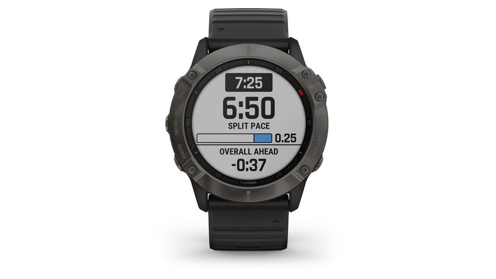 Garmin Fenix 6X Sapphire Multisport GPS Smartwatch, Carbon Gray DLC w/Black Band, 010-02157-10