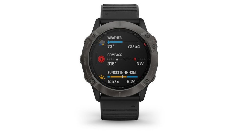 Garmin Fenix 6X Sapphire Multisport GPS Smartwatch, Carbon Gray DLC w/Black Band, 010-02157-10