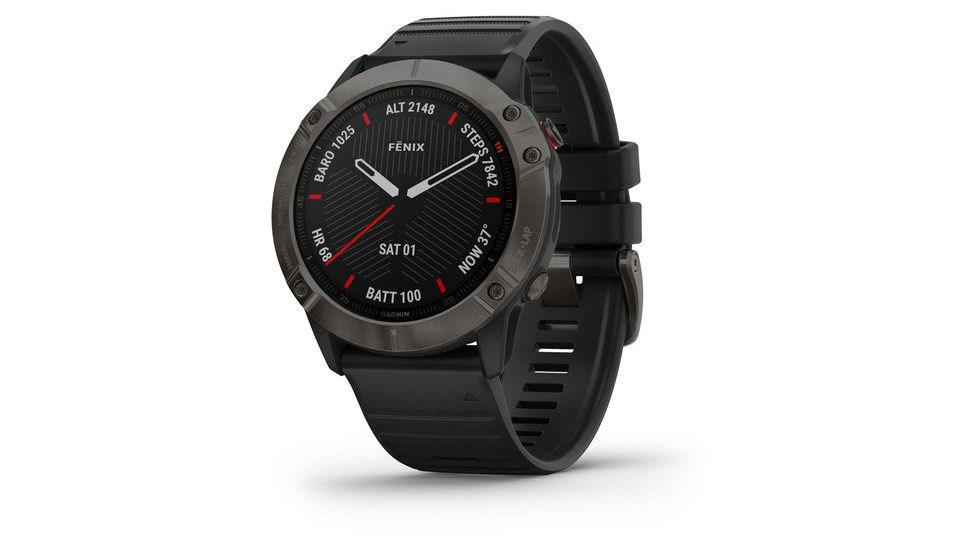 Garmin Fenix 6X Sapphire Multisport GPS Smartwatch, Carbon Gray DLC w/Black Band, 010-02157-10