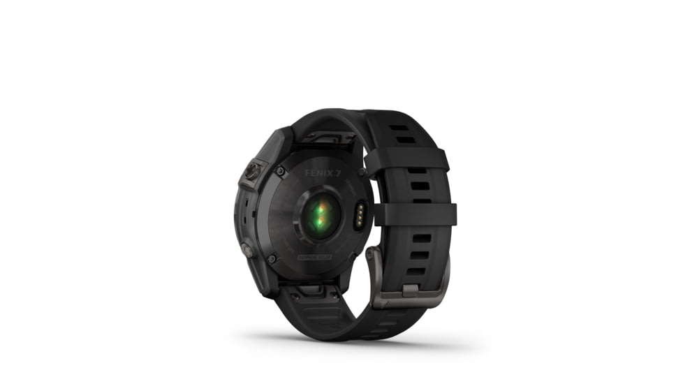 Garmin Fenix 7 Sapphire Solar Watch, Carbon Gray DLC Titanium Case, Black Band, 010-02540-20