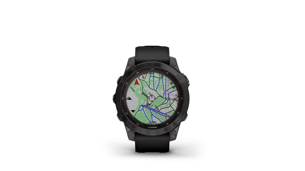 Garmin Fenix 7 Sapphire Solar Watch, Carbon Gray DLC Titanium Case, Black Band, 010-02540-20