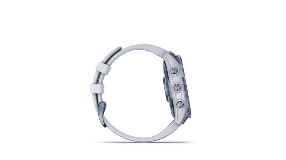 Garmin Fenix 7 Sapphire Solar Watch, Mineral Blue DLC Titanium Case, Whitestone Band, 010-02540-24