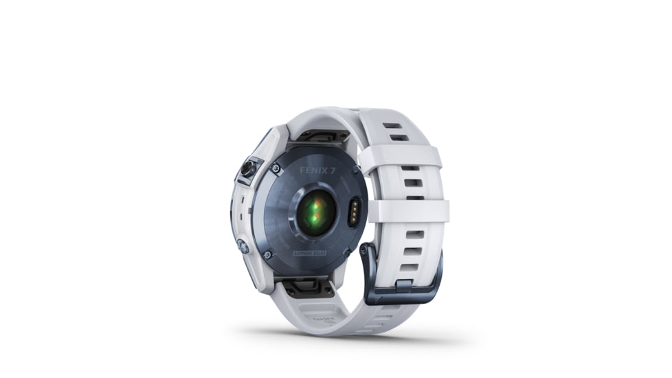 Garmin Fenix 7 Sapphire Solar Watch, Mineral Blue DLC Titanium Case, Whitestone Band, 010-02540-24