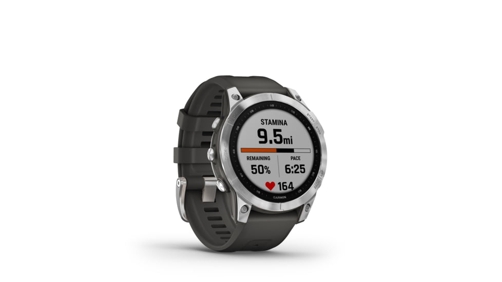 Garmin Fenix 7 Watch, Silver Case, Graphite Band, 010-02540-00