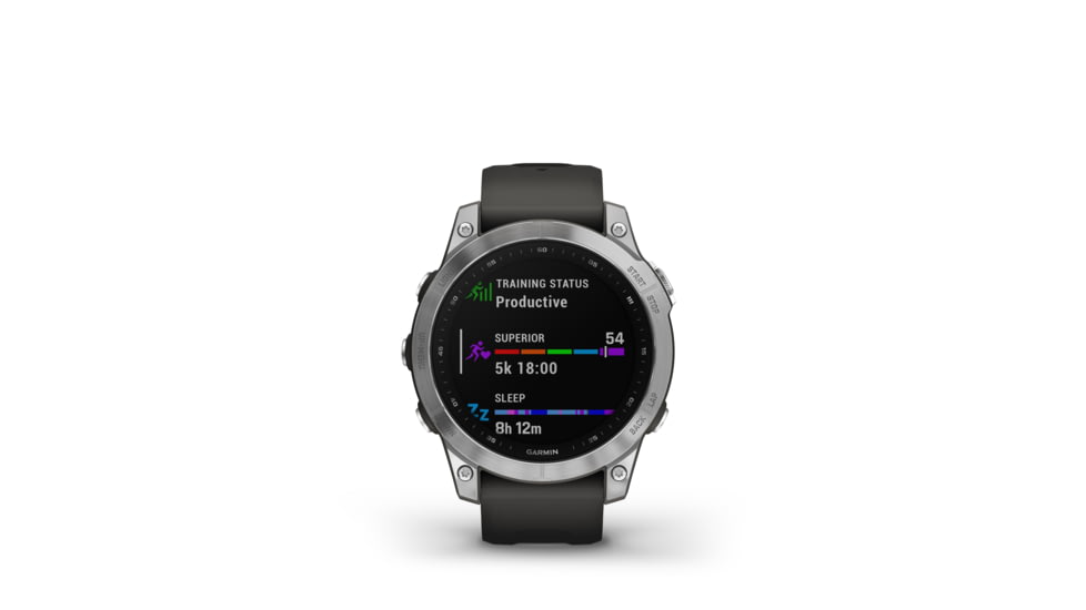 Garmin Fenix 7 Watch, Silver Case, Graphite Band, 010-02540-00