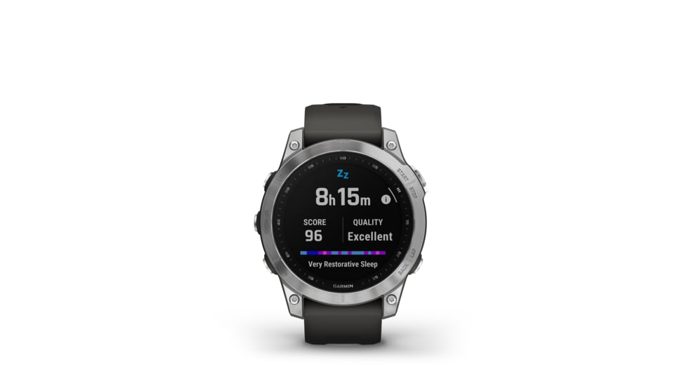 Garmin Fenix 7 Watch, Silver Case, Graphite Band, 010-02540-00