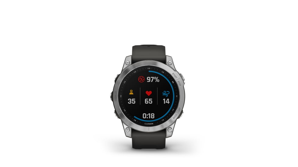 Garmin Fenix 7 Watch, Silver Case, Graphite Band, 010-02540-00