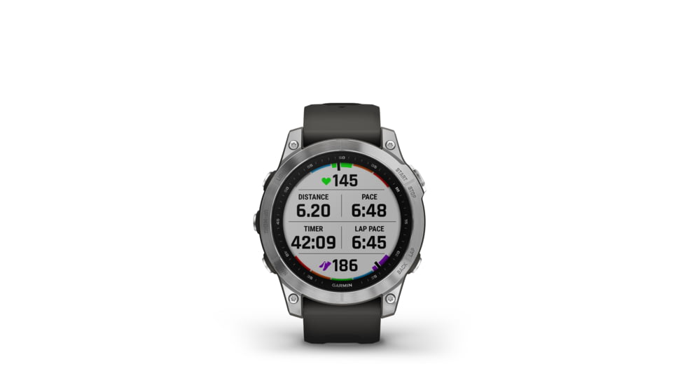 Garmin Fenix 7 Watch, Silver Case, Graphite Band, 010-02540-00