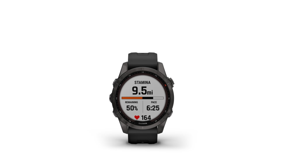 Garmin Fenix 7S Sapphire Solar Watch, Carbon Gray DLC Titanium Case, Black Band, 010-02539-24