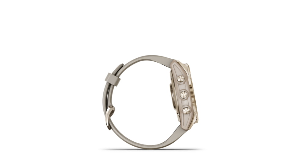 Garmin Fenix 7S Sapphire Solar Watch, Cream Gold Titanium Case, Sand Band, 010-02539-20