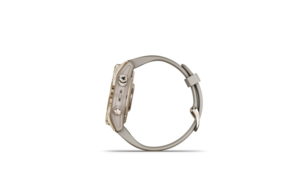 Garmin Fenix 7S Sapphire Solar Watch, Cream Gold Titanium Case, Sand Band, 010-02539-20