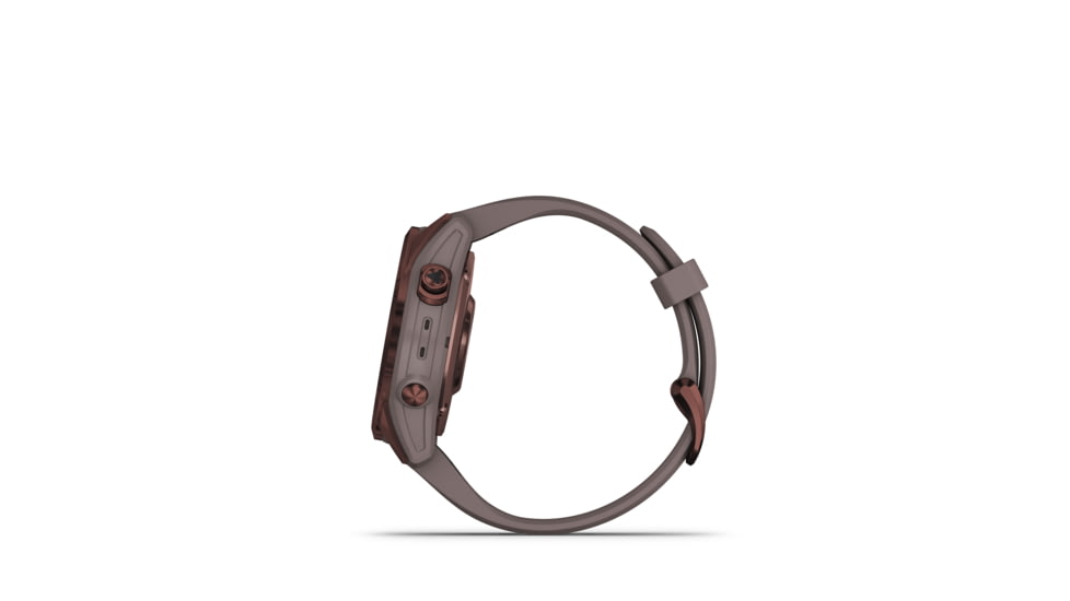 Garmin Fenix 7S Sapphire Solar Watch, Dark Bronze Titanium Case, Shale Gray Band, 010-02539-28