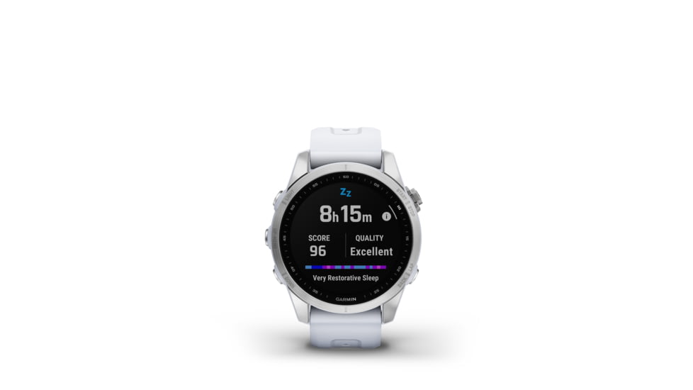 Garmin Fenix 7S Watch, Silver Case, Whitestone Band, 010-02539-02