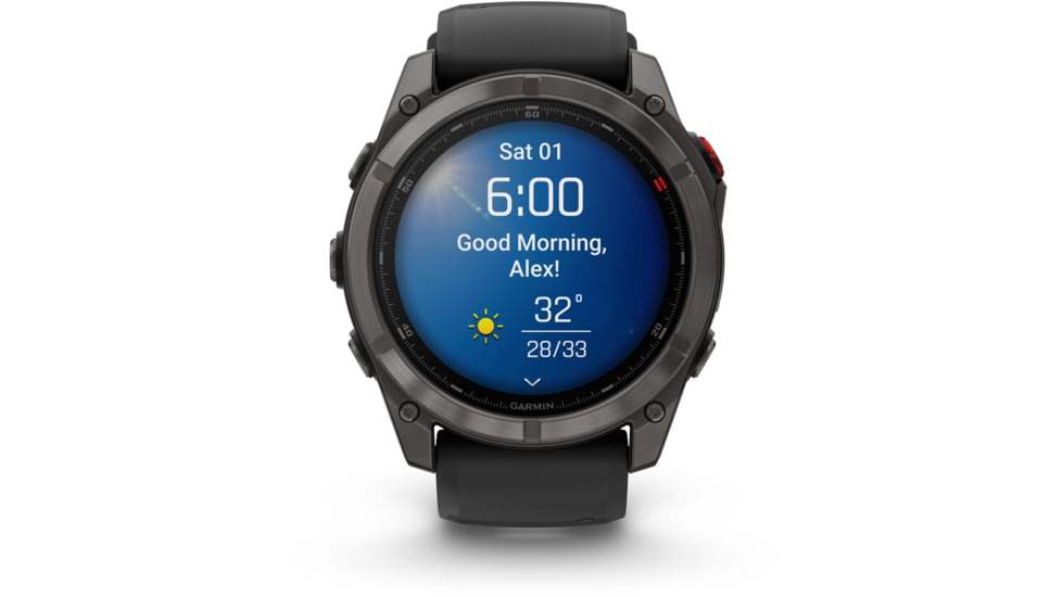 Garmin Fenix 8 Pro Unisex Watches, 51mm Case Diameter, Titanium Bezel, Black/Pebble Gray Silicone Band, 010-03199-00