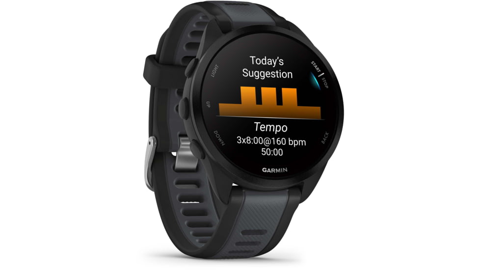 Garmin Forerunner 165 43mm Watch, Black/Slate Gray, 010-02863-20