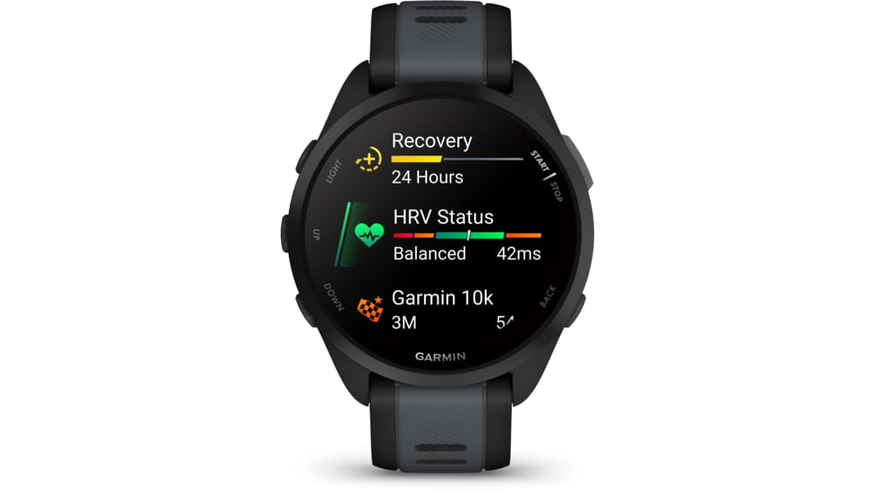 Garmin Forerunner 165 43mm Watch, Black/Slate Gray, 010-02863-20