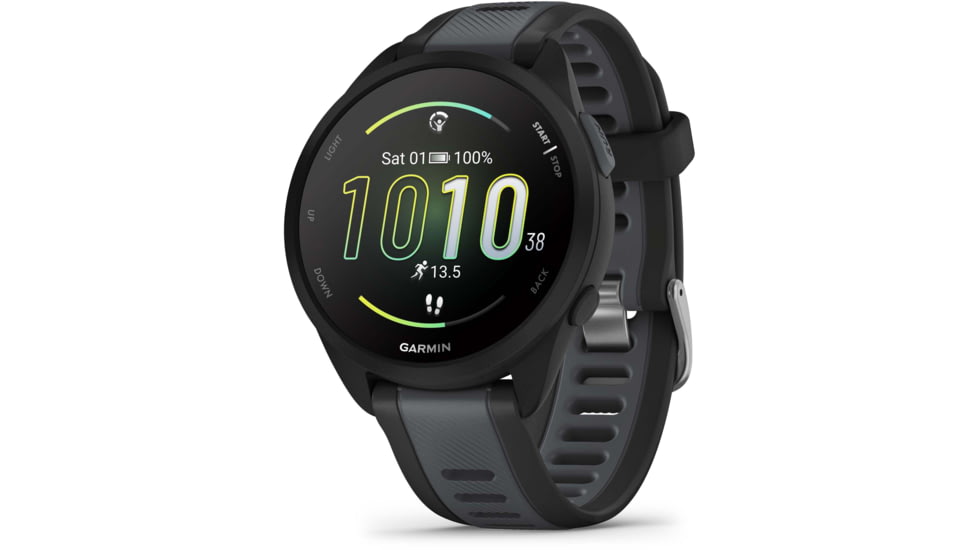 Garmin Forerunner 165 43mm Watch, Black/Slate Gray, 010-02863-20