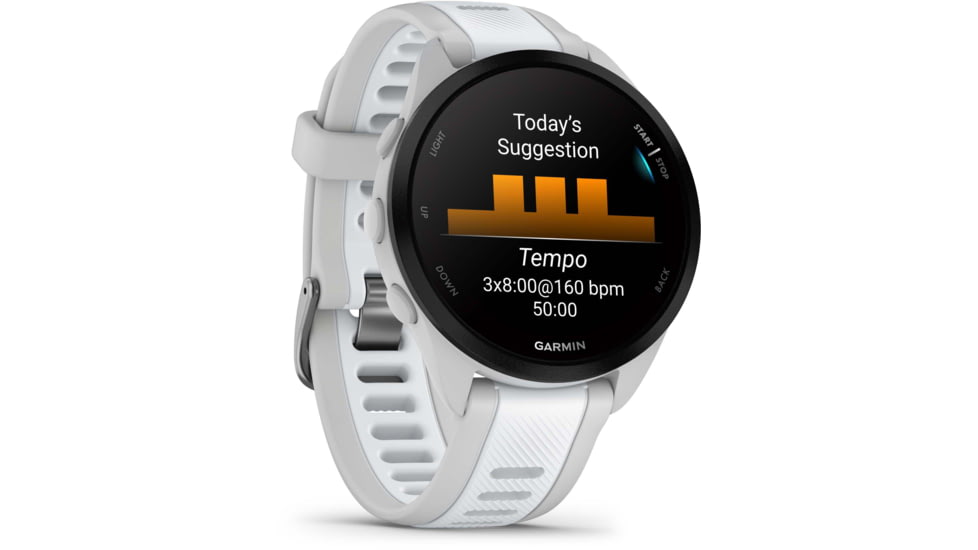 Garmin Forerunner 165 43mm Watch, Mist Gray/Whitestone, 010-02863-21