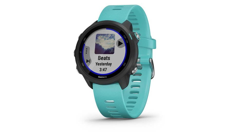 Garmin Forerunner 245 Music Running Watch, Black/Aqua, 010-02120-22