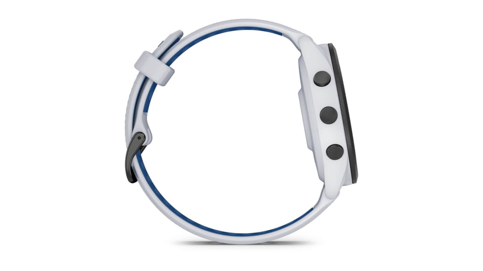 Garmin Forerunner 265 Watch, Black Bezel w/ Whitestone Case and Whitestone/Tidal Blue Silicone Band, 010-02810-01