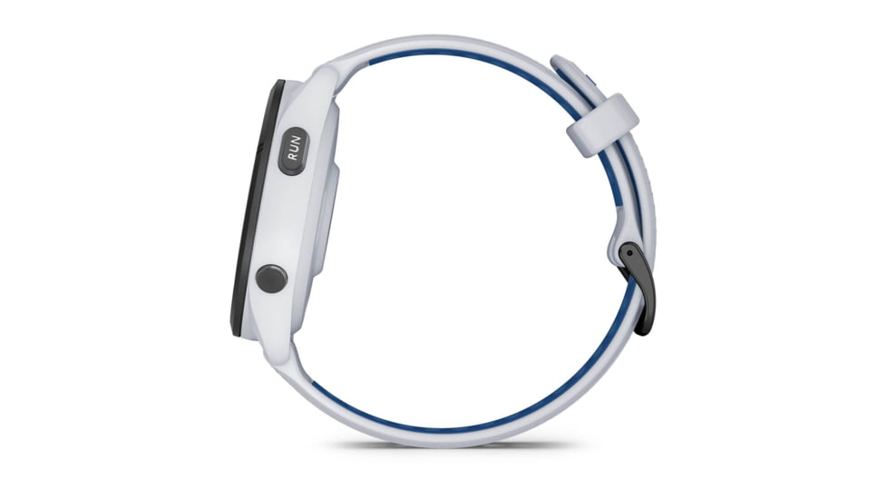 Garmin Forerunner 265 Watch, Black Bezel w/ Whitestone Case and Whitestone/Tidal Blue Silicone Band, 010-02810-01