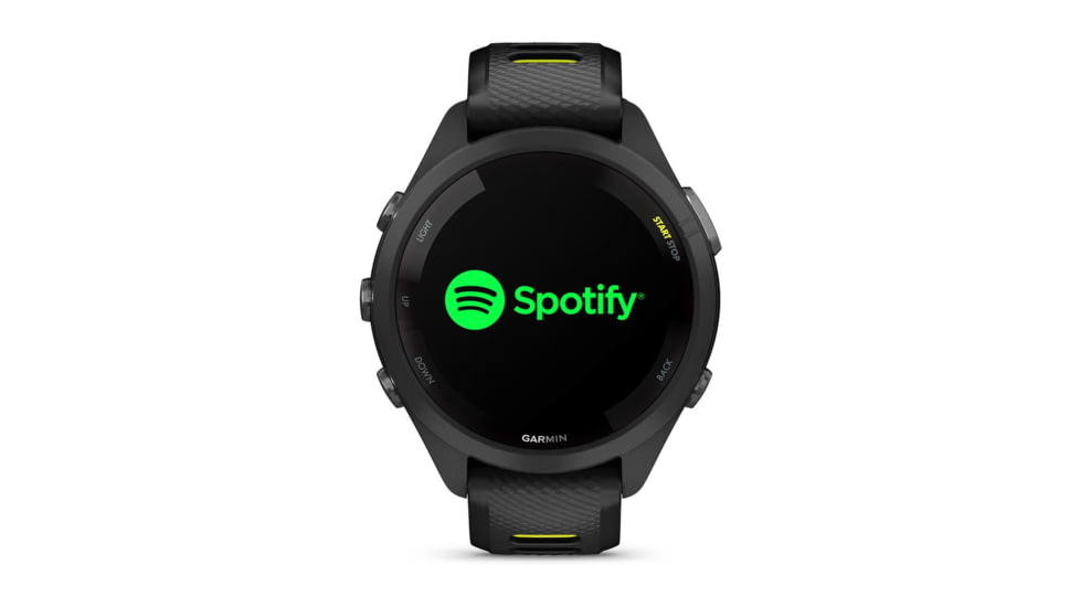 Garmin Forerunner 265S Watch, Black Bezel and Case w/ Black/Amp Yellow Silicone Band, 010-02810-03