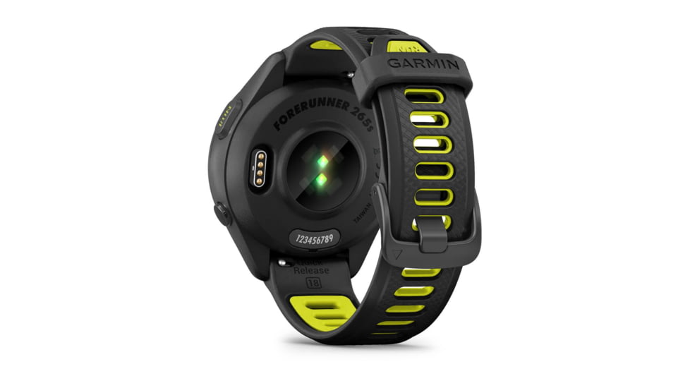 Garmin Forerunner 265S Watch, Black Bezel and Case w/ Black/Amp Yellow Silicone Band, 010-02810-03