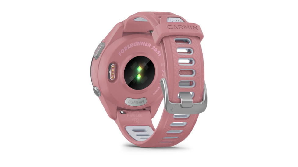 Garmin Forerunner 265S Watch, Black Bezel w/ Light Pink Case and Light Pink/Powder Gray Silicone Band, 010-02810-05