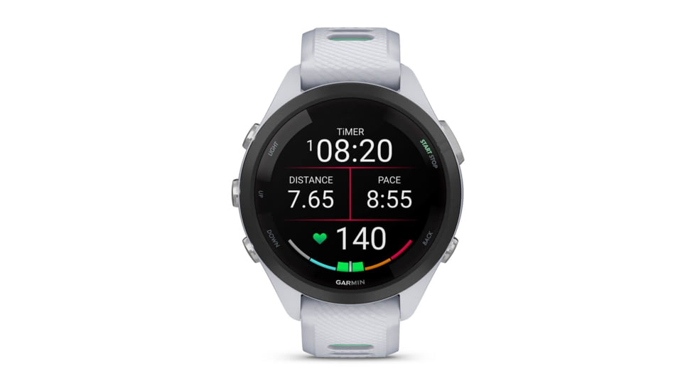 Garmin Forerunner 265S Watch, Black Bezel w/ Whitestone Case and Whitestone/Neo Tropic Silicone Band, 010-02810-04