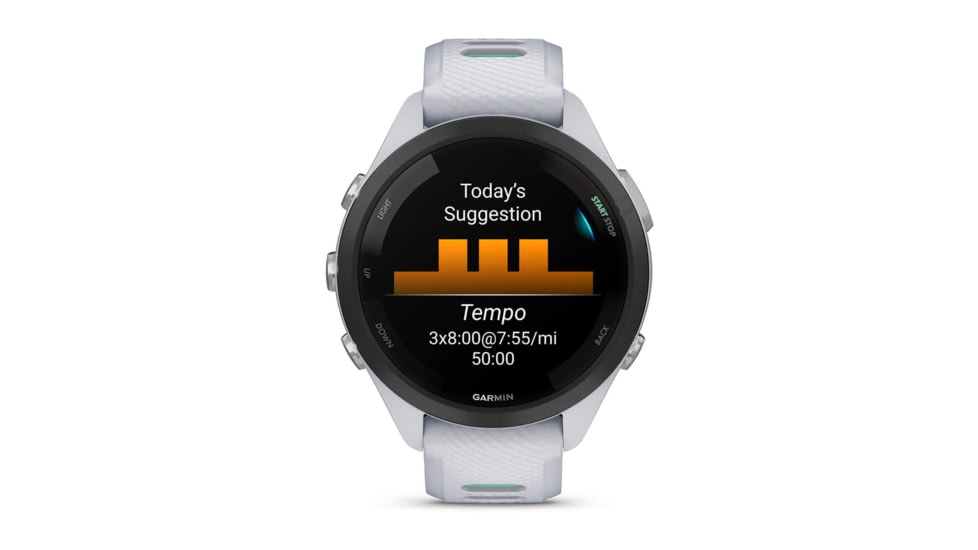 Garmin Forerunner 265S Watch, Black Bezel w/ Whitestone Case and Whitestone/Neo Tropic Silicone Band, 010-02810-04