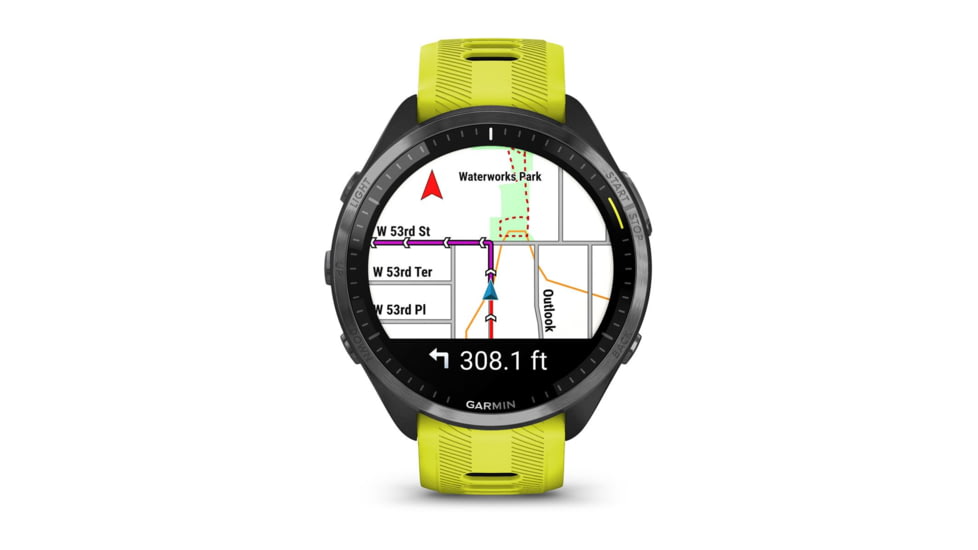 Garmin Forerunner 965, Carbon Gray DLC Titanium Bezel w/ Black Case and Amp Yellow/Black Silicone Band, 010-02809-02