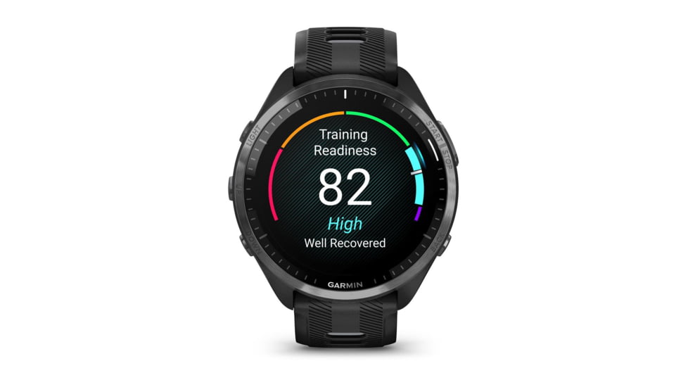 Garmin Forerunner 965 Watch, Carbon Gray DLC Titanium Bezel w/ Black Case and Black/Powder Gray Silicone Band, 010-02809-00