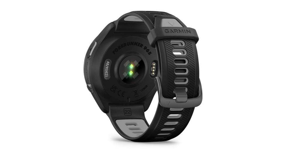 Garmin Forerunner 965 Watch, Carbon Gray DLC Titanium Bezel w/ Black Case and Black/Powder Gray Silicone Band, 010-02809-00