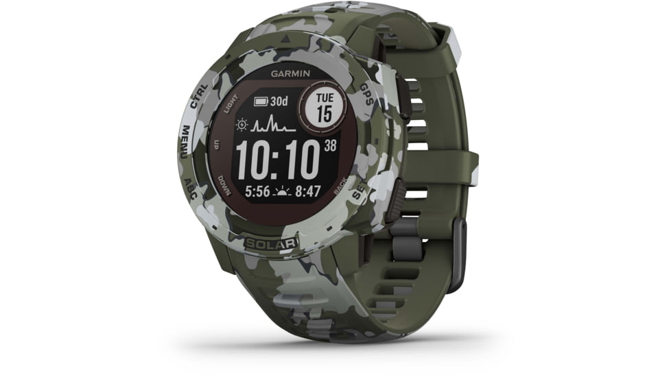 Garmin Instinct Solar Watch - Sportsman Edition, Lichen Camo, 010-02293-16