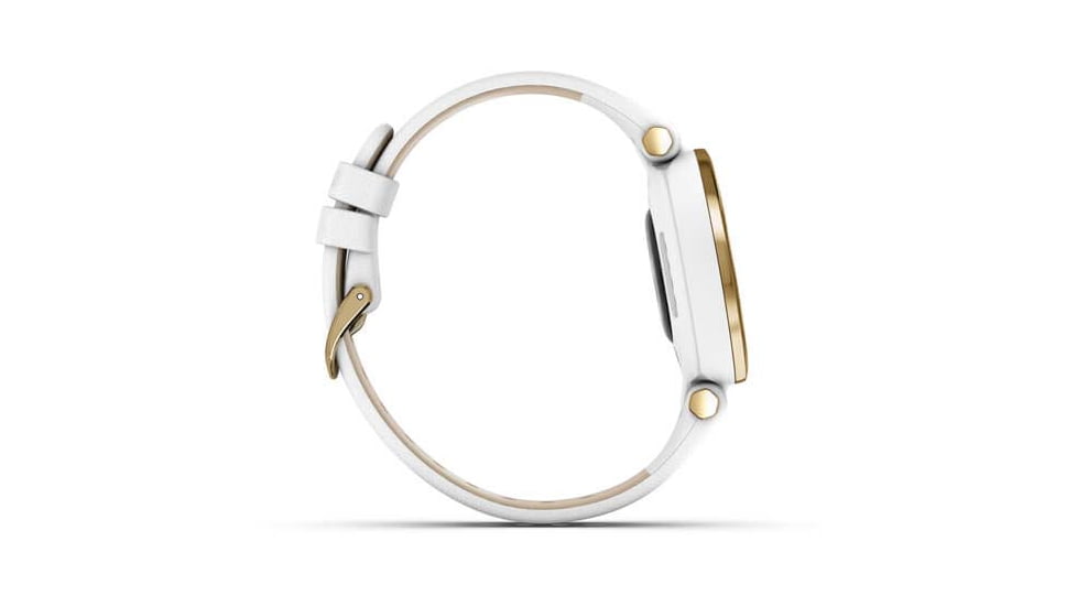 Garmin Lily Smartwatch - Womens, Light Gold / White Leather, 010-02384-A3