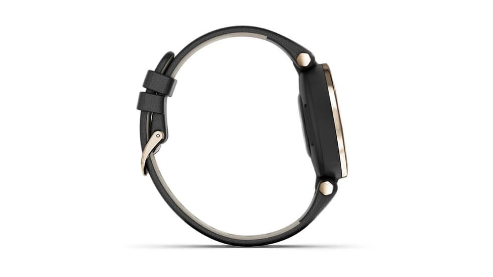 Garmin Lily Smartwatch - Womens, Metal Hazel / Black Leather, 010-02384-A1
