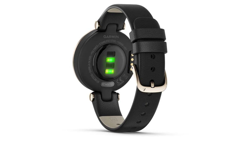 Garmin Lily Smartwatch - Womens, Metal Hazel / Black Leather, 010-02384-A1