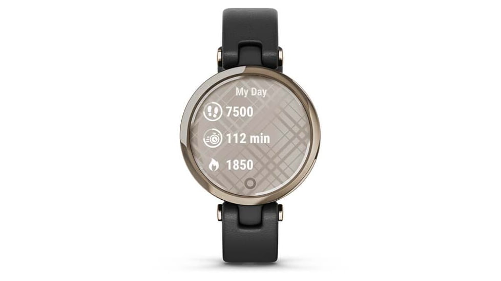 Garmin Lily Smartwatch - Womens, Metal Hazel / Black Leather, 010-02384-A1