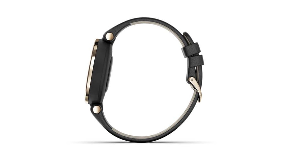 Garmin Lily Smartwatch - Womens, Metal Hazel / Black Leather, 010-02384-A1