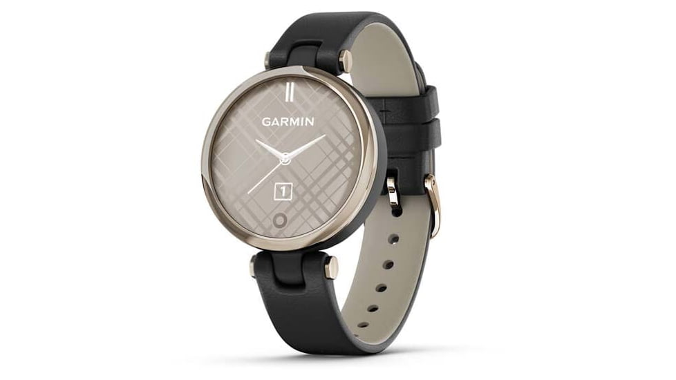 Garmin Lily Smartwatch - Womens, Metal Hazel / Black Leather, 010-02384-A1