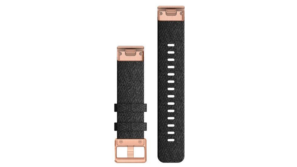 Garmin Quick Fit 20 Watch Band, Heathered Black Nylon w/ Rose Gold, 20 mm, 010-12874-00