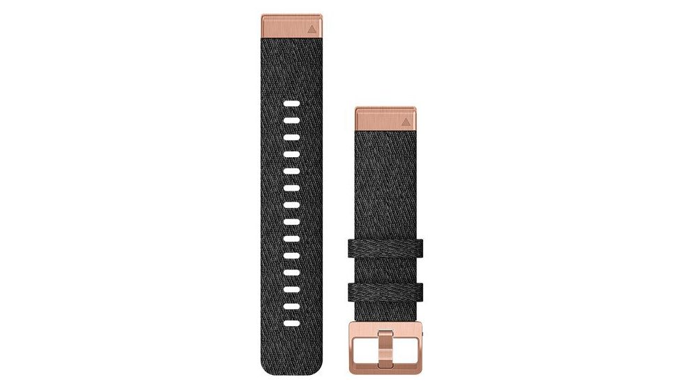 Garmin Quick Fit 20 Watch Band, Heathered Black Nylon w/ Rose Gold, 20 mm, 010-12874-00