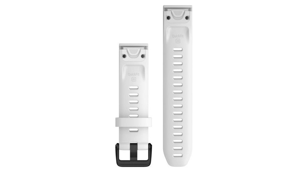 Garmin Quick Fit 20 Watch Band, White Silicone with Black Hardware, 20 mm, 010-12865-00