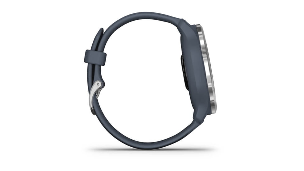 Garmin Venu 2 Watch, Silver Stainless Steel Bezel with Granite Blue Case and Silicone Band, Silver/Blue Granite, 010-02430-00