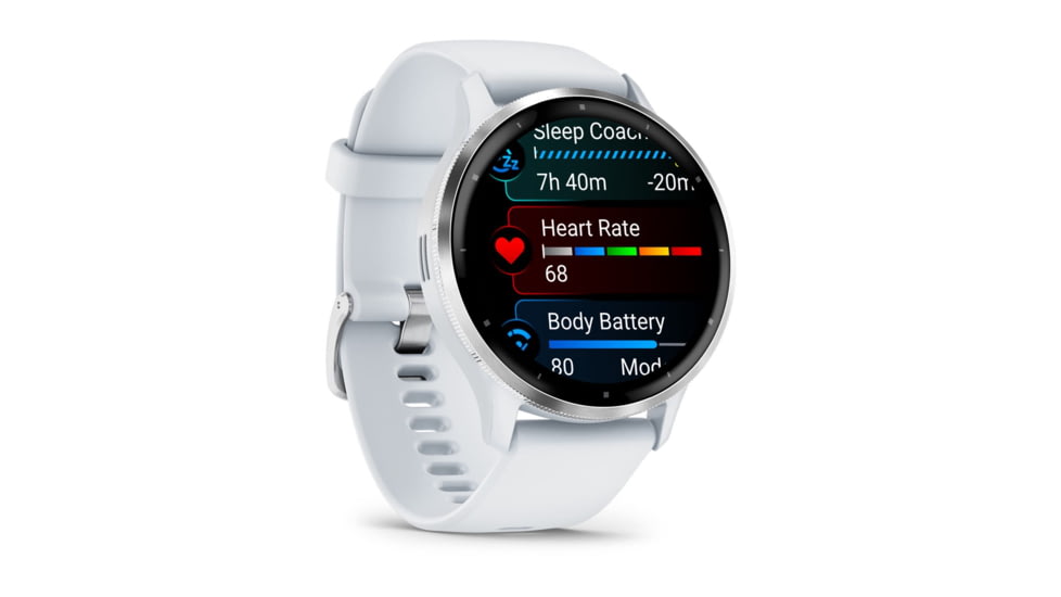 Garmin Venu 3 Watch, Silver Stainless Steel Bezel w/ Whitestone Case and Silicone Band, 010-02784-00