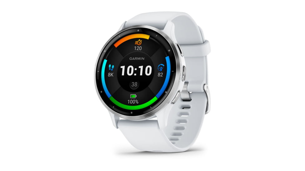 Garmin Venu 3 Watch, Silver Stainless Steel Bezel w/ Whitestone Case and Silicone Band, 010-02784-00