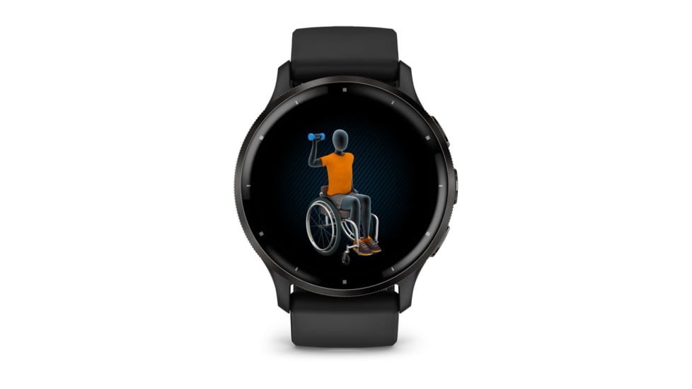 Garmin Venu 3 Watch, Slate Stainless Steel Bezel w/ Black Case and Silicone Band, 010-02784-01